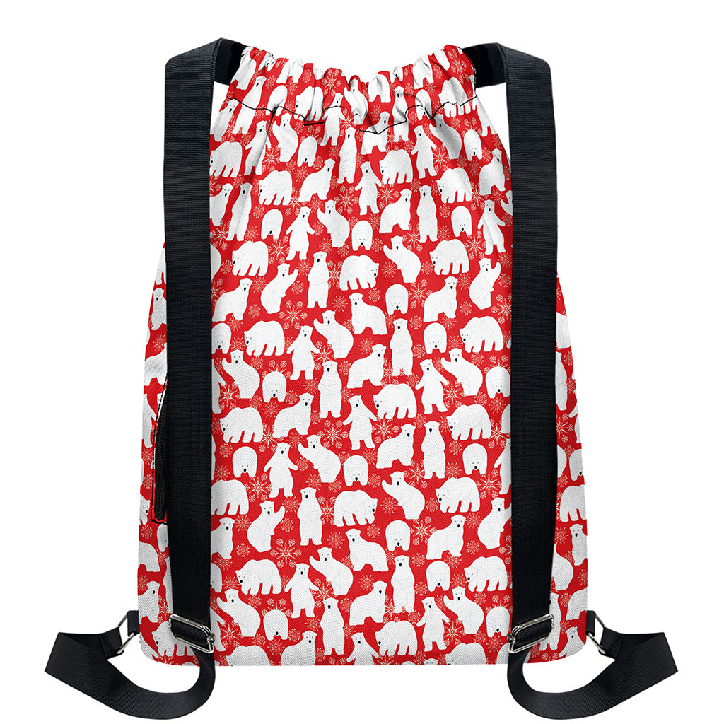 Polar Bear And Snowflake Pattern Print Drawstring Backpack