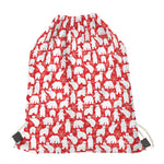 Polar Bear And Snowflake Pattern Print Drawstring Bag