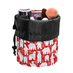 Polar Bear And Snowflake Pattern Print Drawstring Makeup Bag