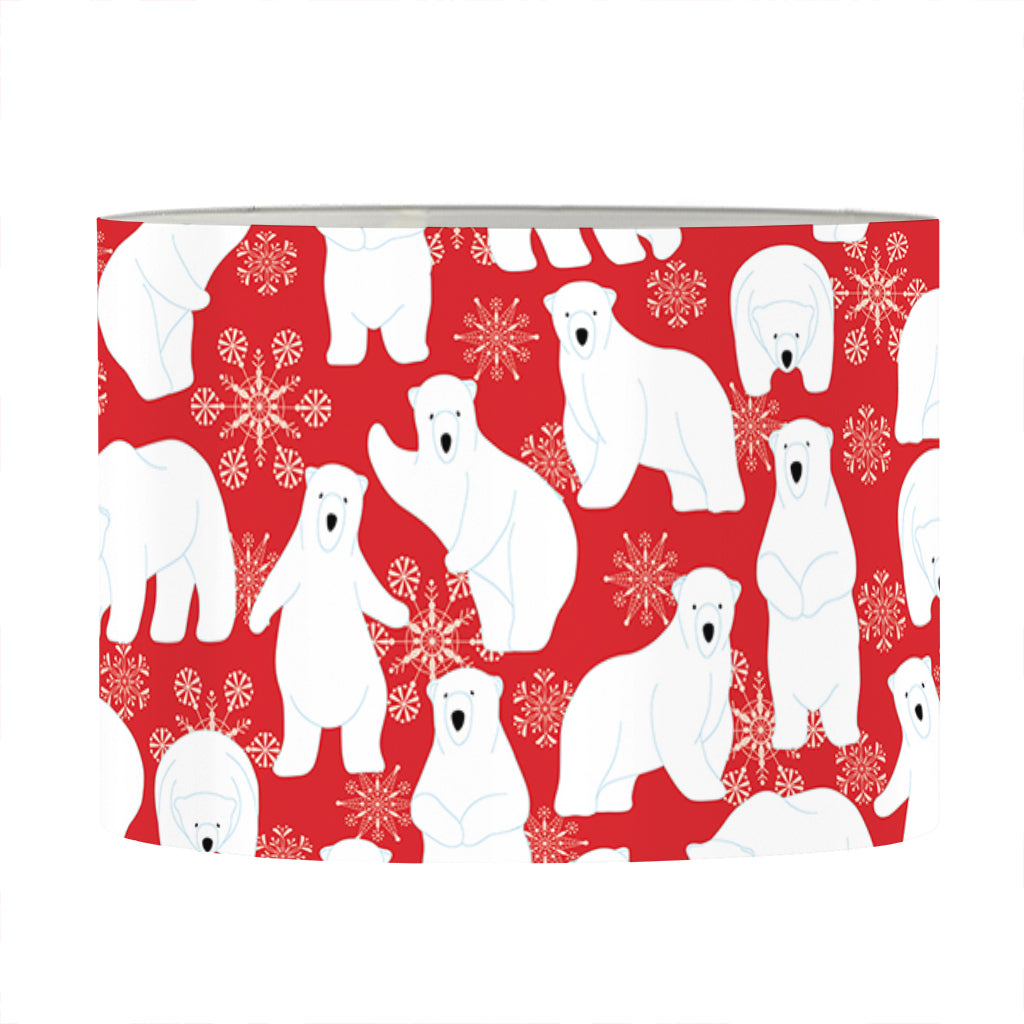 Polar Bear And Snowflake Pattern Print Drum Lamp Shade