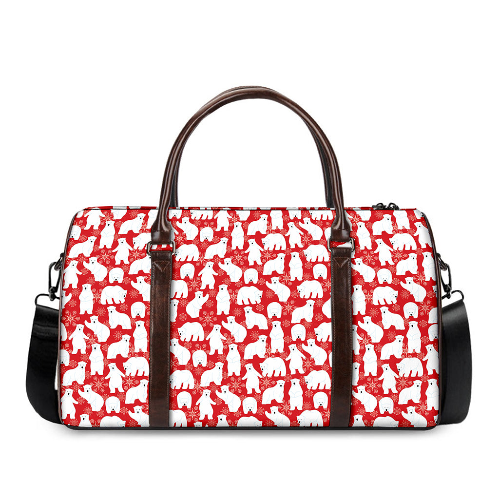 Polar Bear And Snowflake Pattern Print Duffle Bag