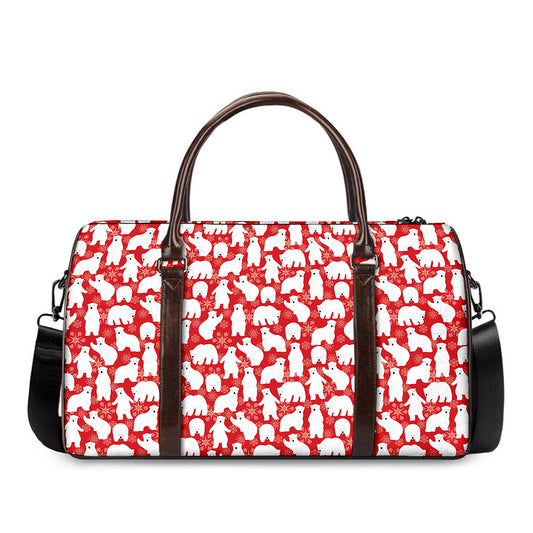 Polar Bear And Snowflake Pattern Print Duffle Bag