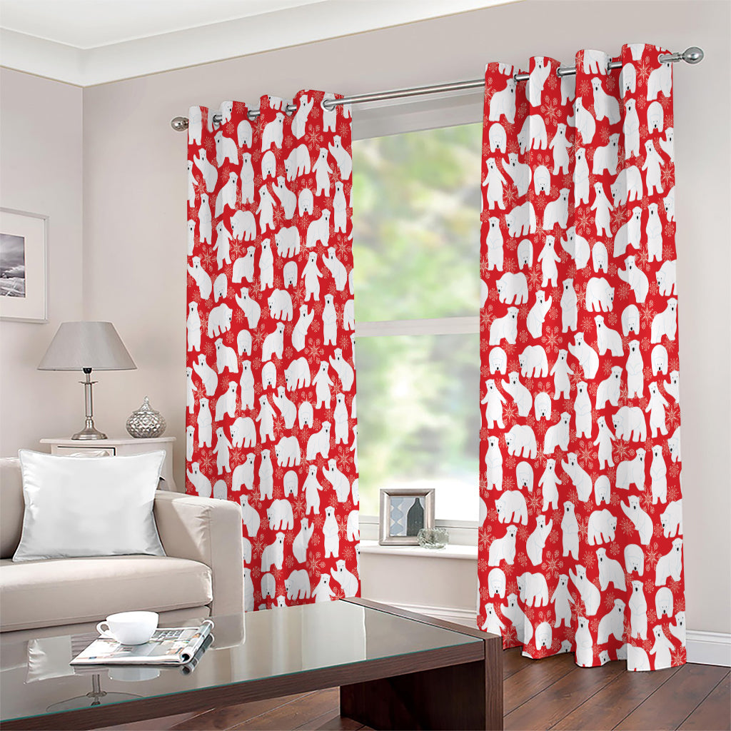 Polar Bear And Snowflake Pattern Print Extra Wide Grommet Curtains