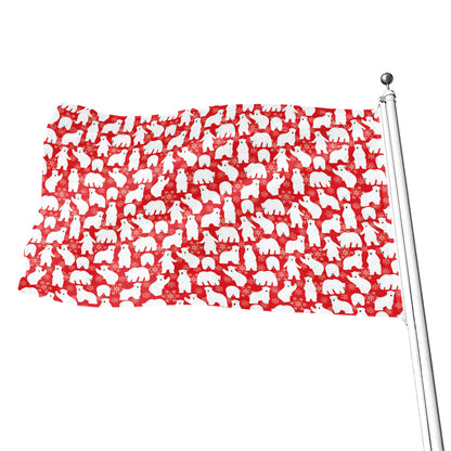 Polar Bear And Snowflake Pattern Print Flag