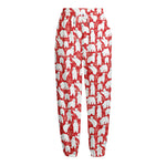 Polar Bear And Snowflake Pattern Print Fleece Lined Knit Pants