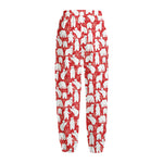 Polar Bear And Snowflake Pattern Print Fleece Lined Knit Pants