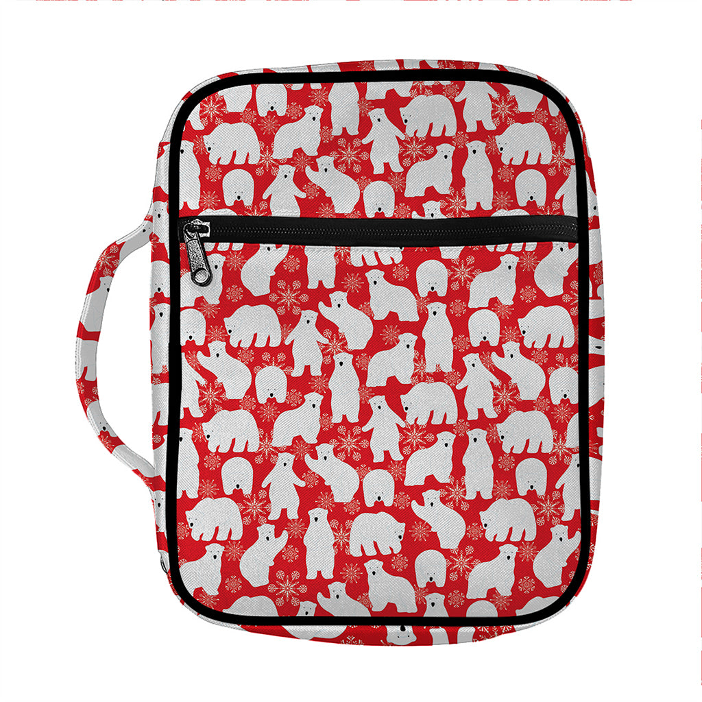 Polar Bear And Snowflake Pattern Print Front Pocket Bible Bag