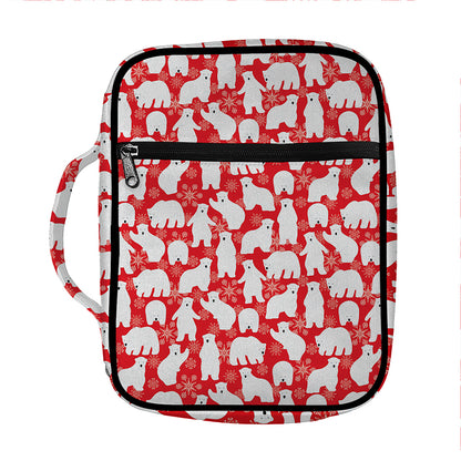 Polar Bear And Snowflake Pattern Print Front Pocket Bible Bag
