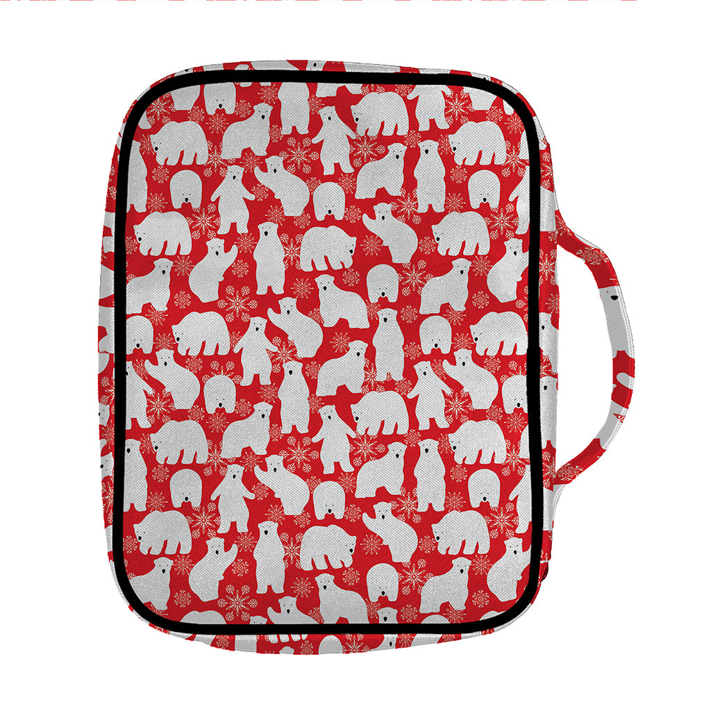 Polar Bear And Snowflake Pattern Print Front Pocket Bible Bag