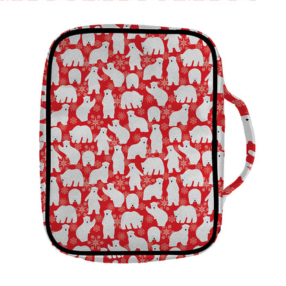Polar Bear And Snowflake Pattern Print Front Pocket Bible Bag
