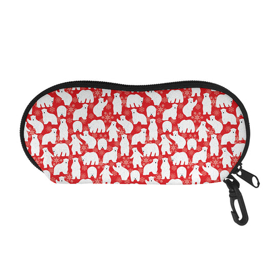 Polar Bear And Snowflake Pattern Print Glasses Case