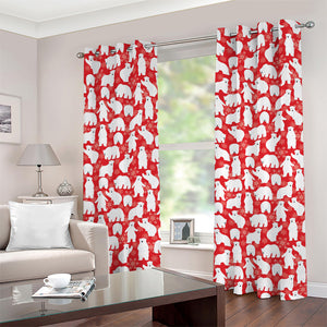 Polar Bear And Snowflake Pattern Print Grommet Curtains