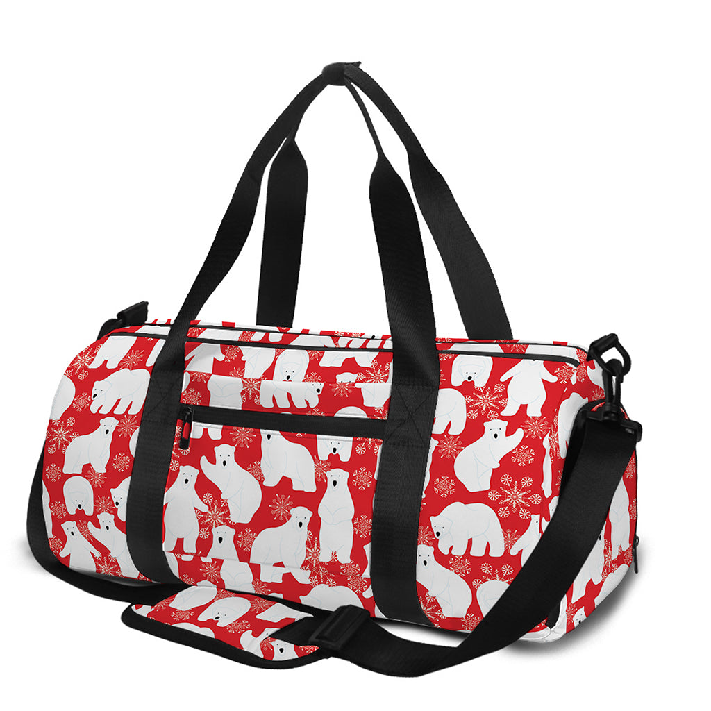 Polar Bear And Snowflake Pattern Print Gym Bag