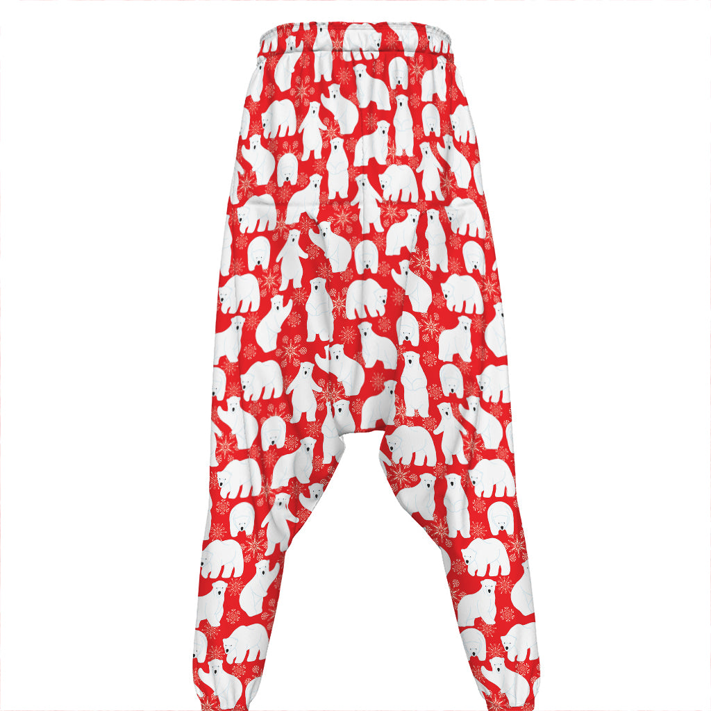 Polar Bear And Snowflake Pattern Print Hammer Pants