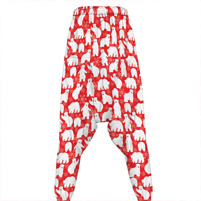 Polar Bear And Snowflake Pattern Print Hammer Pants