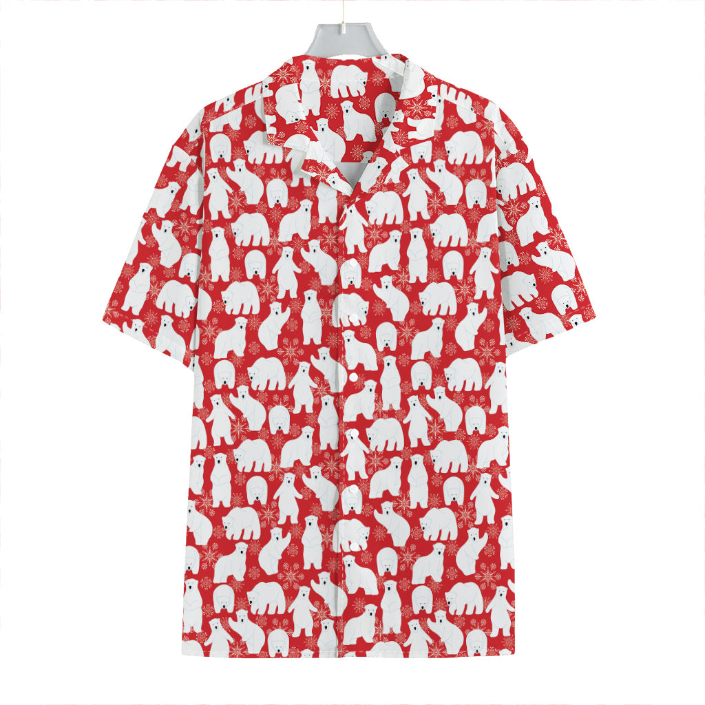 Polar Bear And Snowflake Pattern Print Hawaiian Shirt