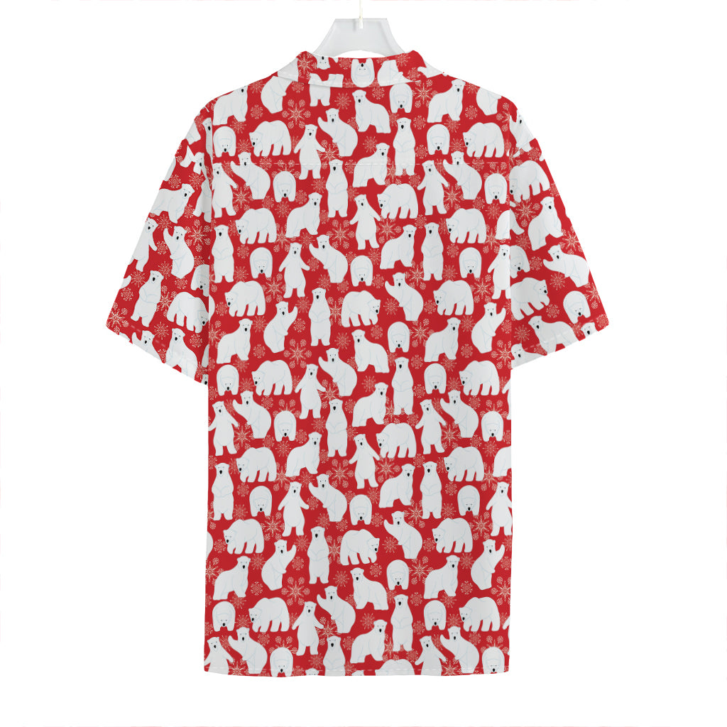 Polar Bear And Snowflake Pattern Print Hawaiian Shirt
