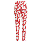 Polar Bear And Snowflake Pattern Print High-Waisted Pocket Leggings