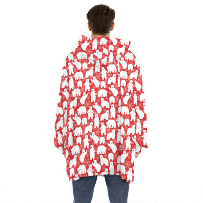 Polar Bear And Snowflake Pattern Print Hoodie Blanket