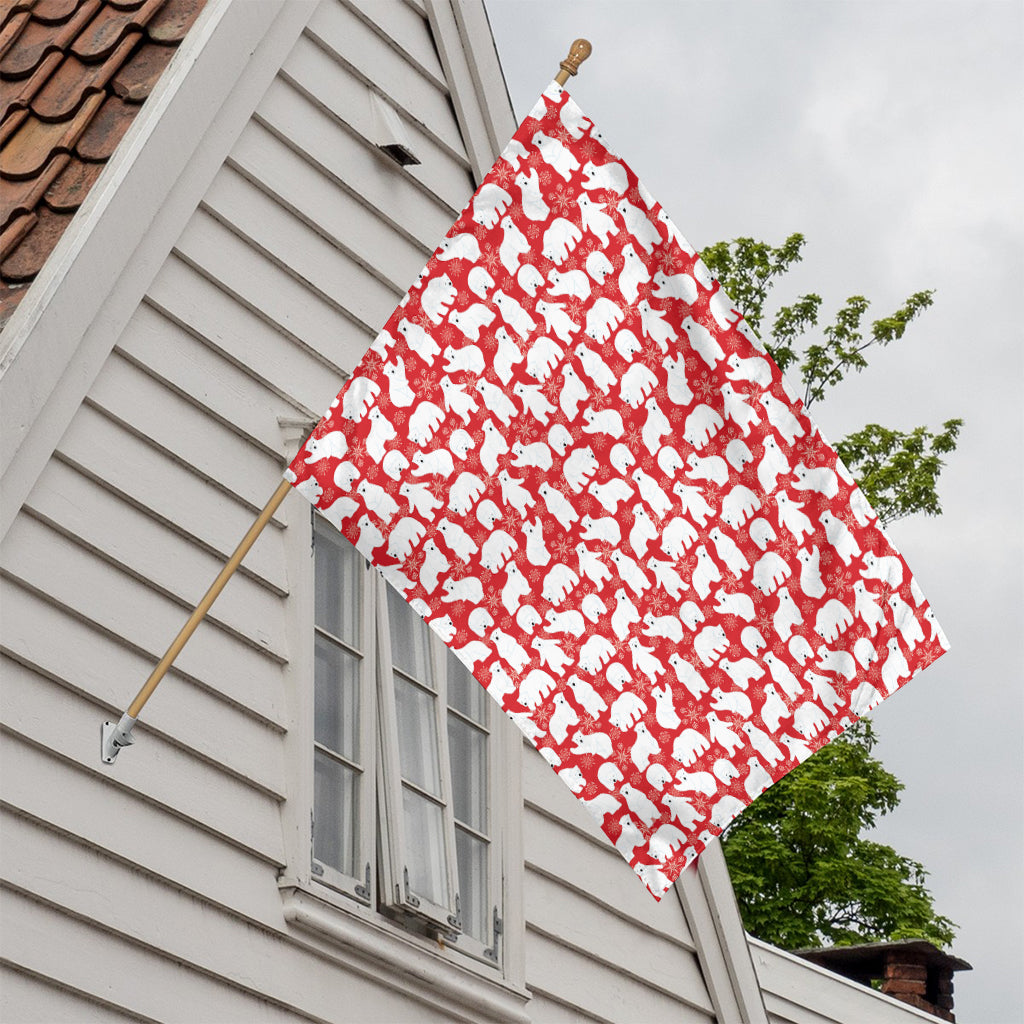 Polar Bear And Snowflake Pattern Print House Flag