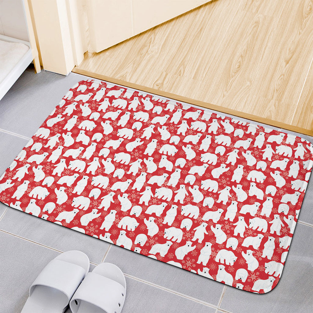 Polar Bear And Snowflake Pattern Print Indoor Door Mat