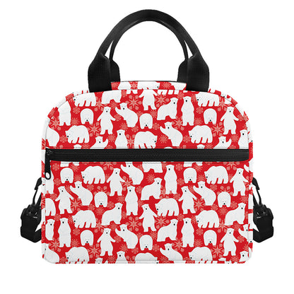 Polar Bear And Snowflake Pattern Print Insulated Lunch Bag