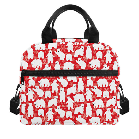 Polar Bear And Snowflake Pattern Print Insulated Lunch Bag