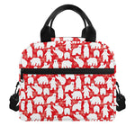 Polar Bear And Snowflake Pattern Print Insulated Lunch Bag