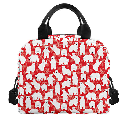 Polar Bear And Snowflake Pattern Print Insulated Lunch Bag