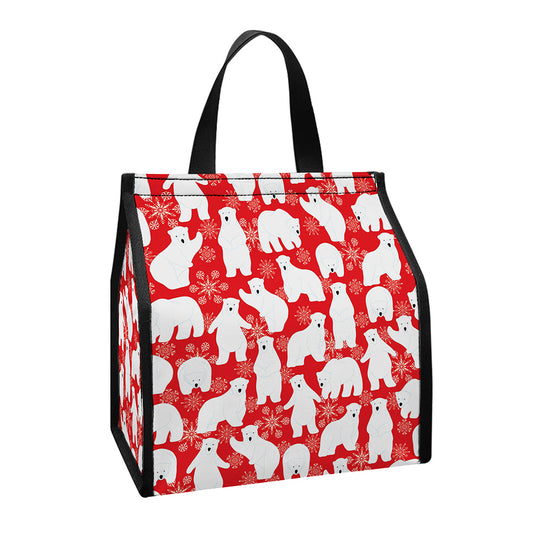 Polar Bear And Snowflake Pattern Print Insulated Lunch Tote