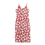 Polar Bear And Snowflake Pattern Print Jersey Midi Cami Dress