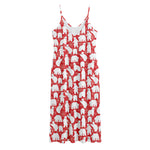 Polar Bear And Snowflake Pattern Print Jersey Midi Cami Dress