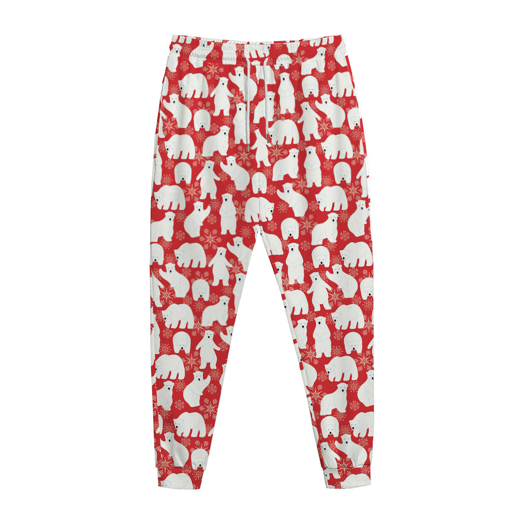 Polar Bear And Snowflake Pattern Print Jogger Pants