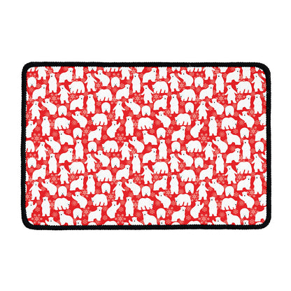 Polar Bear And Snowflake Pattern Print Kitchen Mat