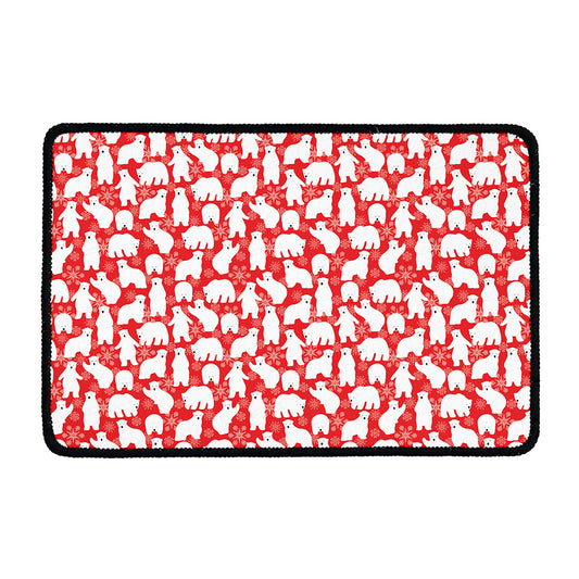 Polar Bear And Snowflake Pattern Print Kitchen Mat