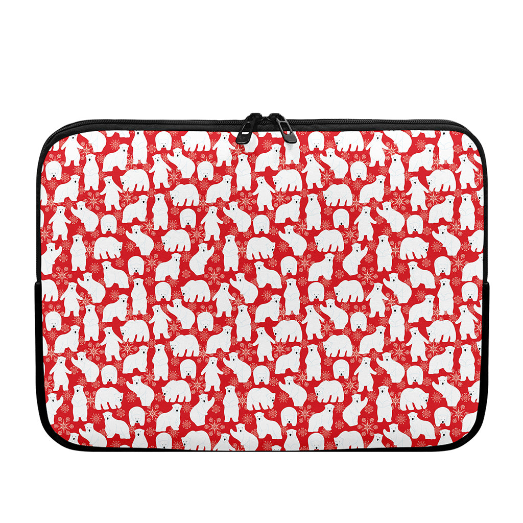 Polar Bear And Snowflake Pattern Print Laptop Sleeve