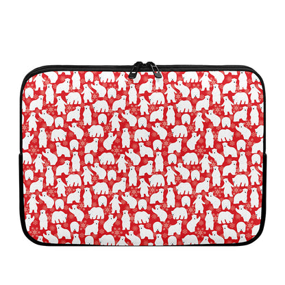 Polar Bear And Snowflake Pattern Print Laptop Sleeve