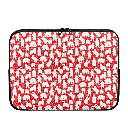 Polar Bear And Snowflake Pattern Print Laptop Sleeve