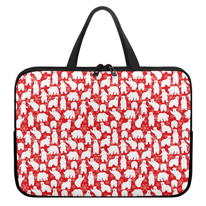 Polar Bear And Snowflake Pattern Print Laptop Sleeve With Handle