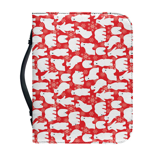 Polar Bear And Snowflake Pattern Print Leather Bible Cover