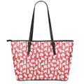 Polar Bear And Snowflake Pattern Print Leather Tote Bag With Zipper