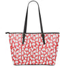 Polar Bear And Snowflake Pattern Print Leather Tote Bag