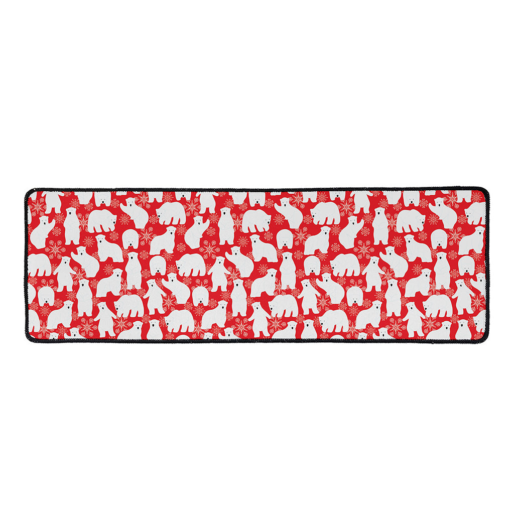 Polar Bear And Snowflake Pattern Print Long Kitchen Mat