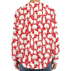 Polar Bear And Snowflake Pattern Print Long Sleeve Baseball Jersey