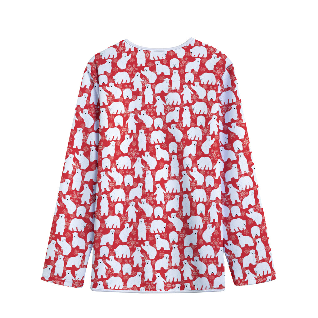 Polar Bear And Snowflake Pattern Print Long Sleeve Short Coat