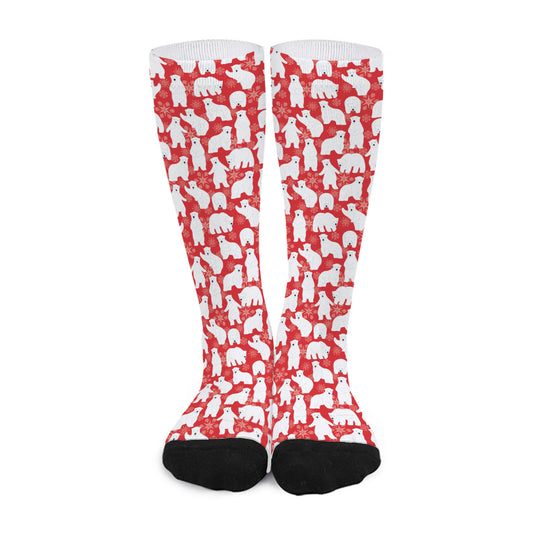 Polar Bear And Snowflake Pattern Print Long Socks