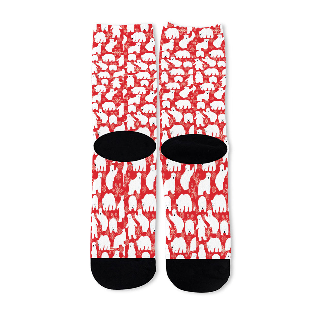 Polar Bear And Snowflake Pattern Print Long Socks