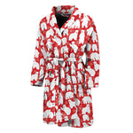Polar Bear And Snowflake Pattern Print Men's Bathrobe
