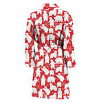 Polar Bear And Snowflake Pattern Print Men's Bathrobe