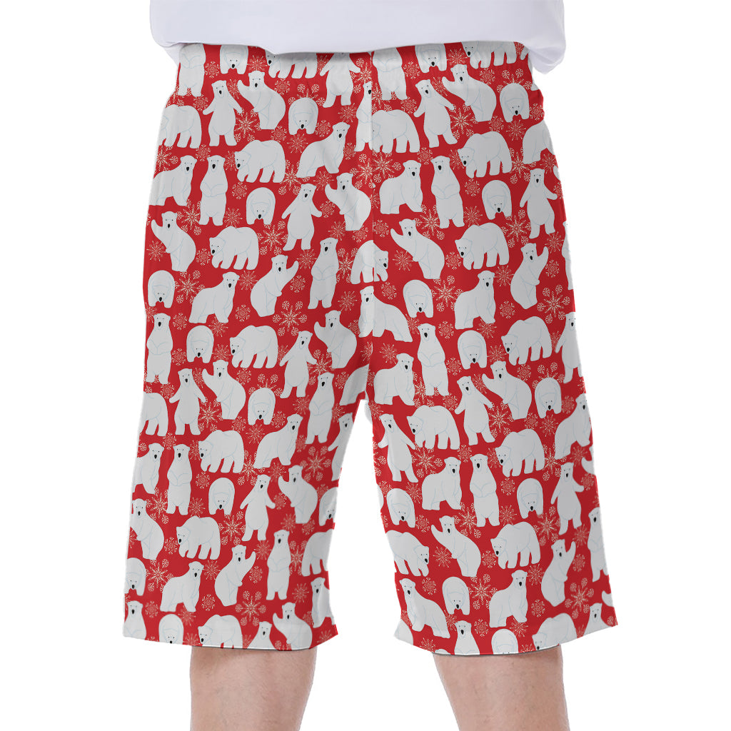 Polar Bear And Snowflake Pattern Print Men's Beach Shorts